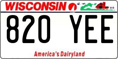 WI license plate 820YEE