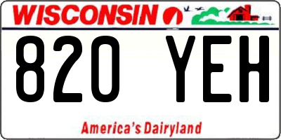 WI license plate 820YEH