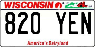 WI license plate 820YEN