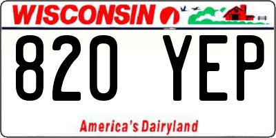 WI license plate 820YEP