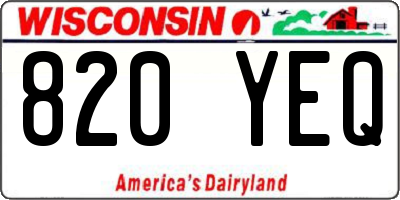 WI license plate 820YEQ