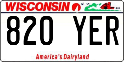WI license plate 820YER