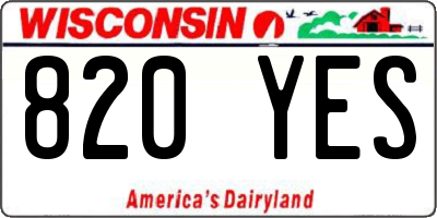 WI license plate 820YES