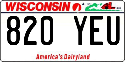 WI license plate 820YEU