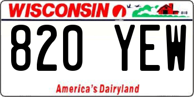 WI license plate 820YEW