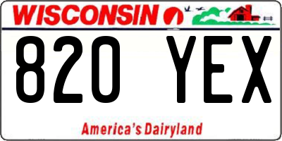 WI license plate 820YEX