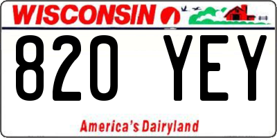 WI license plate 820YEY