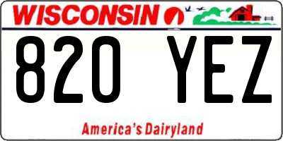 WI license plate 820YEZ