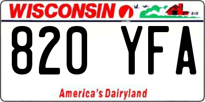 WI license plate 820YFA