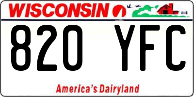 WI license plate 820YFC