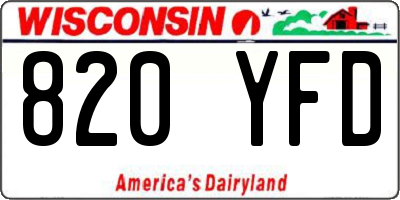 WI license plate 820YFD