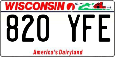 WI license plate 820YFE