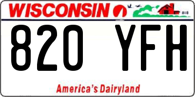 WI license plate 820YFH