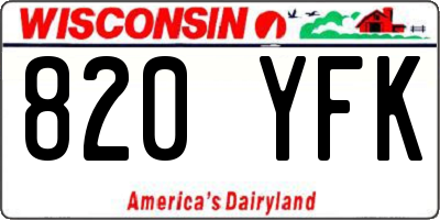 WI license plate 820YFK