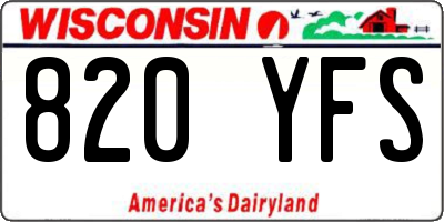 WI license plate 820YFS