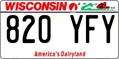 WI license plate 820YFY
