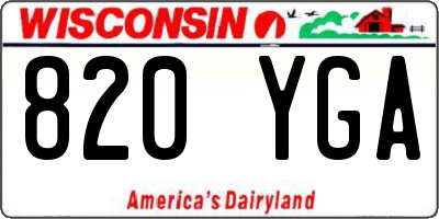 WI license plate 820YGA