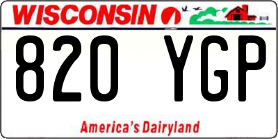 WI license plate 820YGP