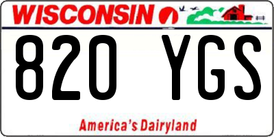 WI license plate 820YGS