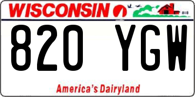 WI license plate 820YGW