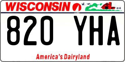 WI license plate 820YHA