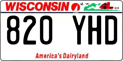 WI license plate 820YHD