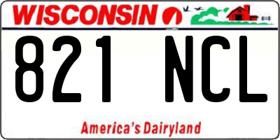 WI license plate 821NCL