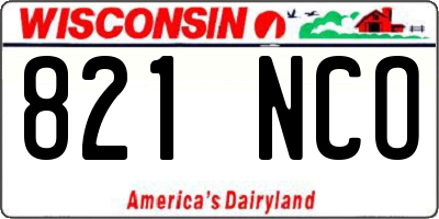 WI license plate 821NCO
