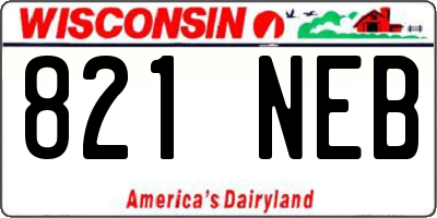 WI license plate 821NEB