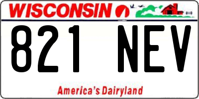 WI license plate 821NEV