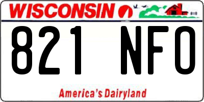 WI license plate 821NFO