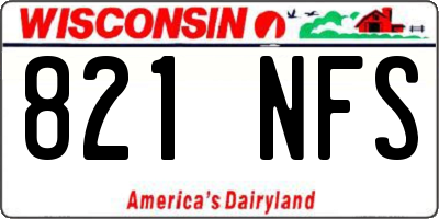 WI license plate 821NFS