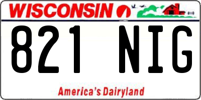 WI license plate 821NIG