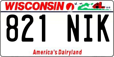 WI license plate 821NIK