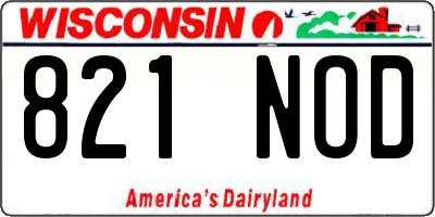 WI license plate 821NOD