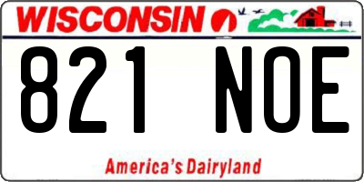 WI license plate 821NOE