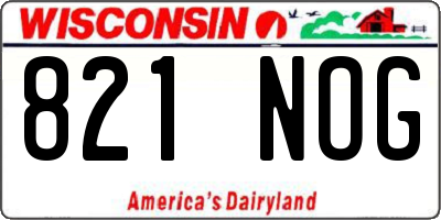 WI license plate 821NOG