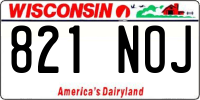 WI license plate 821NOJ