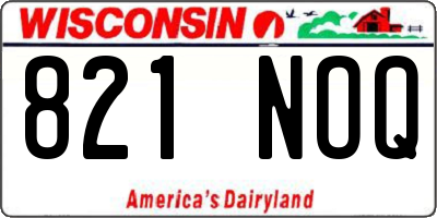 WI license plate 821NOQ