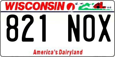 WI license plate 821NOX