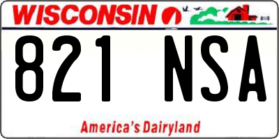 WI license plate 821NSA