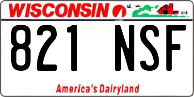 WI license plate 821NSF