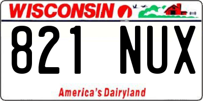 WI license plate 821NUX