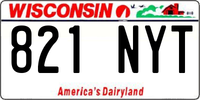 WI license plate 821NYT