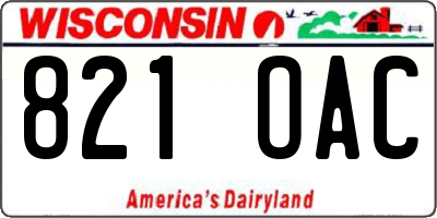WI license plate 821OAC