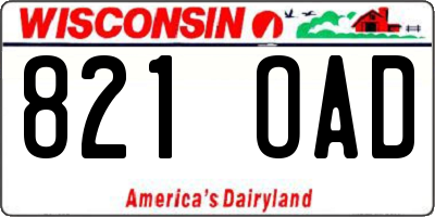 WI license plate 821OAD