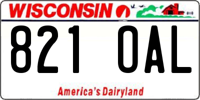 WI license plate 821OAL