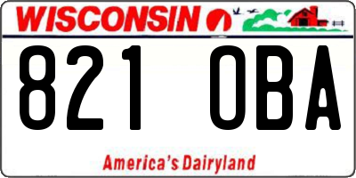 WI license plate 821OBA