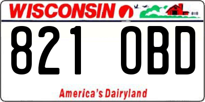 WI license plate 821OBD