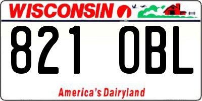 WI license plate 821OBL